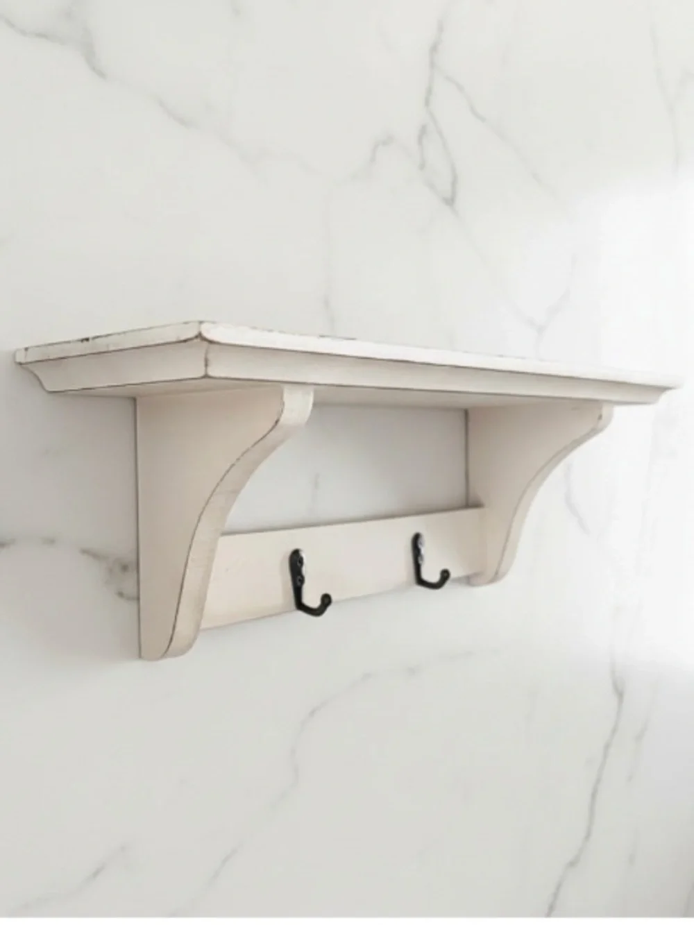 White Wall Shelf With Hooks